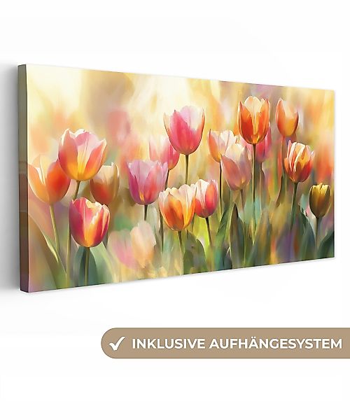 OneMillionCanvasses® Leinwandbild Panorama Tulpen - Märchenhaft günstig online kaufen