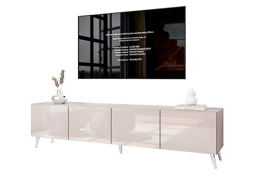 Lookway TV-Schrank COLGANTE 200 Kaschmir Hochglanz mit Metallbeinen (2x TV- günstig online kaufen