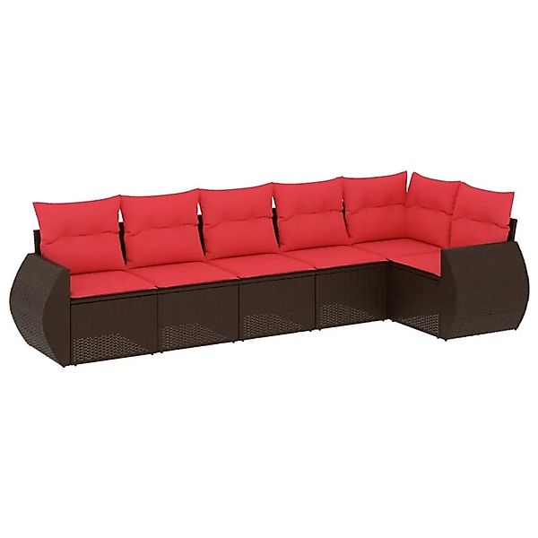 vidaXL 6-Tlg Gartensofa-Set mit Kissen Braun Polyrattan 3221393 günstig online kaufen