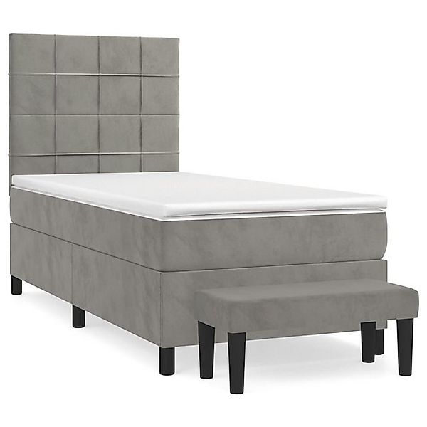 vidaXL Boxspringbett, Boxbett mit Matratze Hellgrau 100x200 cm Samt günstig online kaufen