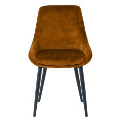 Stuhl Set Samt in Ocker Gelb Gestell aus Metall (2er Set) günstig online kaufen