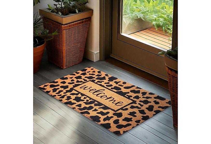 BRUBAKER Fußmatte 45 x 75 cm - Welcome mit Leopardenmuster - Schmutzfangmat günstig online kaufen