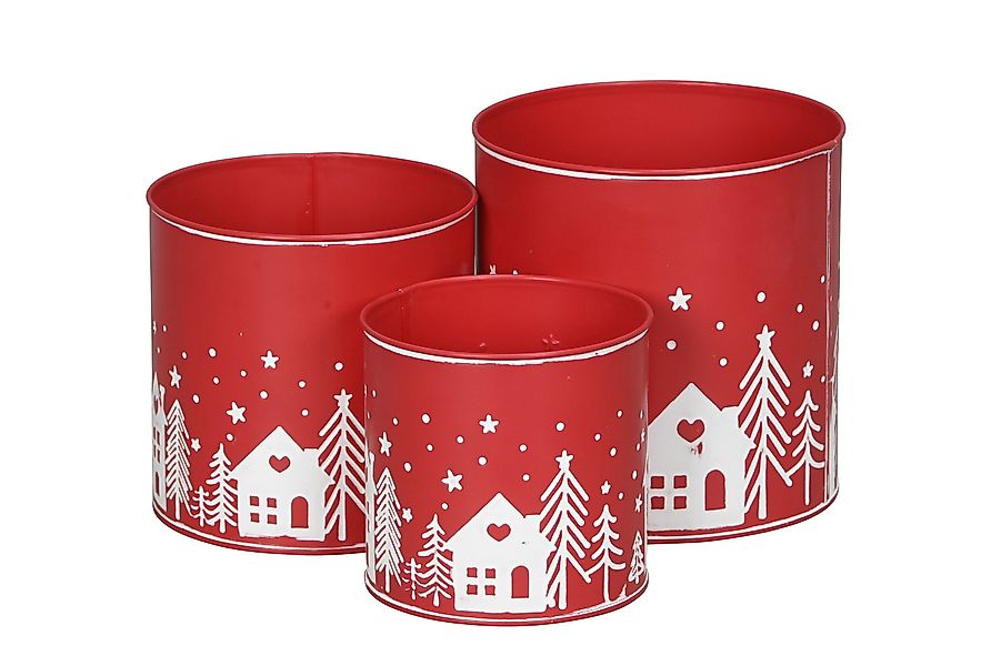 finehomegarden Blumentopf Metall Set/3 Winterlandschaft Übertopf günstig online kaufen