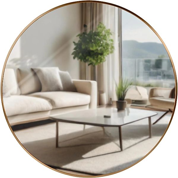 DELUKE Wandspiegel GDANSK Metall Gold Matt 80x3x80cm Runder Spiegel Wand Hä günstig online kaufen