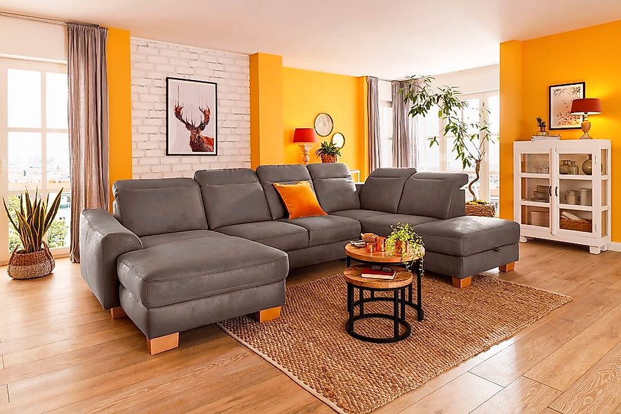 Home affaire Wohnlandschaft "Dundee U-Form" wahlweise mit Kopfteilverstellu günstig online kaufen