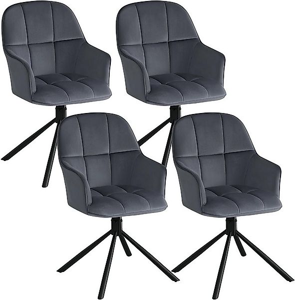 EUGAD Esszimmersessel (4-St), drehbar, mit Armlehnen Rückenlehne, Metallbei günstig online kaufen