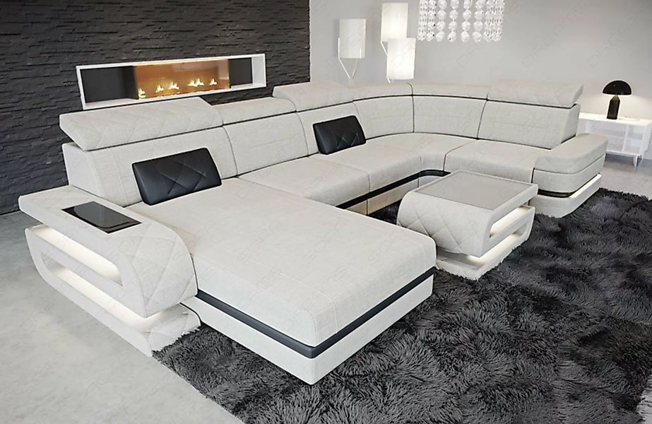 Sofa Dreams Wohnlandschaft Polster Sofa Stoff Couch Bologna U Form Stoffsof günstig online kaufen