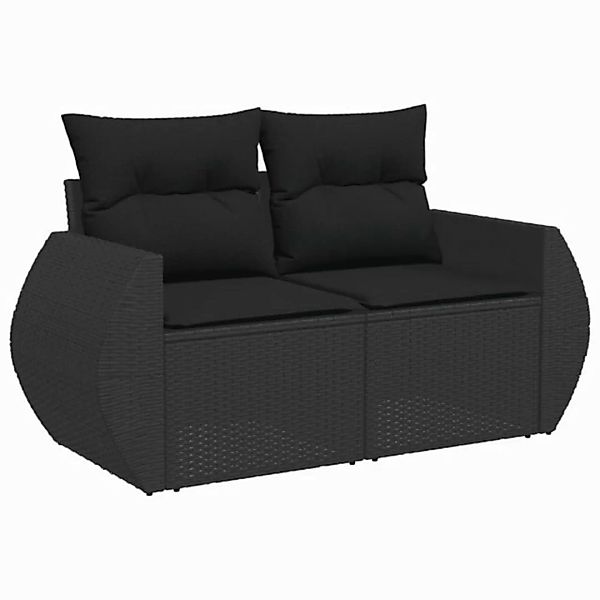 vidaXL Sofa, Gartensofa mit Kissen 2-Sitzer Schwarz Poly Rattan günstig online kaufen