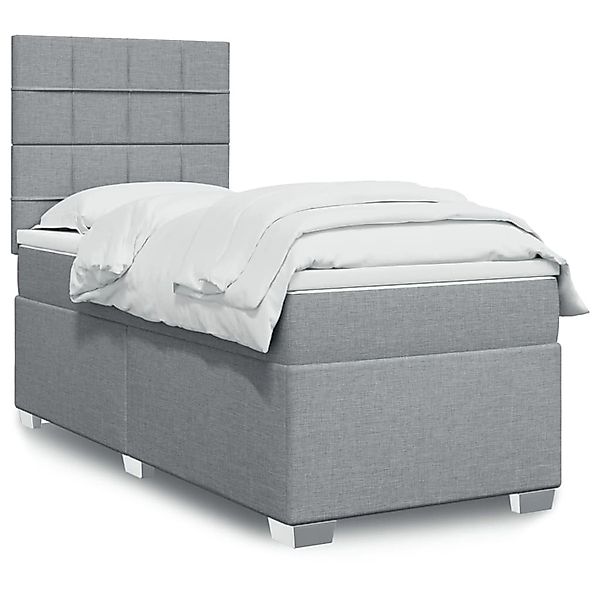 vidaXL Boxspringbett mit Matratze Hellgrau 90x190 cm Stoff 3292643 günstig online kaufen