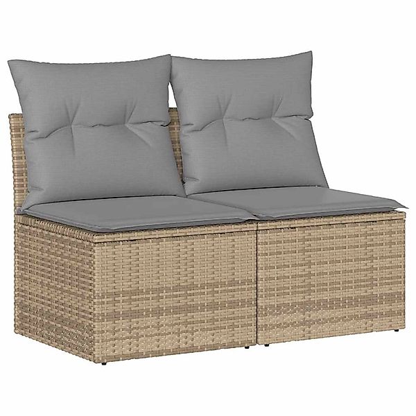 vidaXL 2-Tlg Garten-Sofagarnitur mit Kissen Beige Poly Rattan Akazie 332524 günstig online kaufen