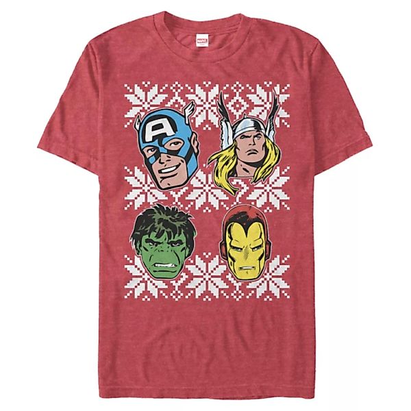 Marvel - Avengers - Gruppe Super Heads - Weihnachten - Männer T-Shirt günstig online kaufen