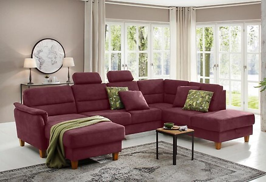 Home affaire Wohnlandschaft »Palmera U-Form, B: 308 cm« optional Bettfunkti günstig online kaufen
