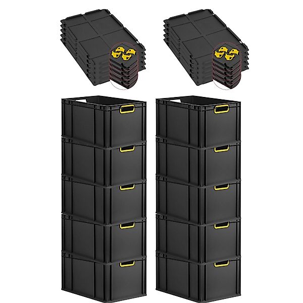 PROREGAL SparSet 10x Eurobox Nextgen Color Mit Auflagedeckel HxBxT 32x40x60 günstig online kaufen