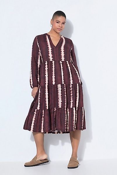 Studio Untold Maxikleid Midikleid Batik V-Ausschnitt Volants günstig online kaufen