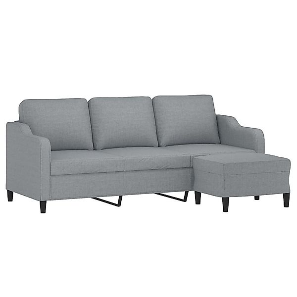 vidaXL Sofa 3-Sitzer-Sofa mit Hocker Hellgrau günstig online kaufen