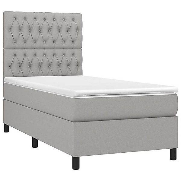 vidaXL Bett Boxspringbett mit Matratze & LED Hellgrau 90x190 cm Stoff günstig online kaufen