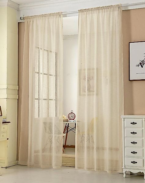 Woltu Gardine, Kräuselband (2 St), halbtransparent, günstig online kaufen