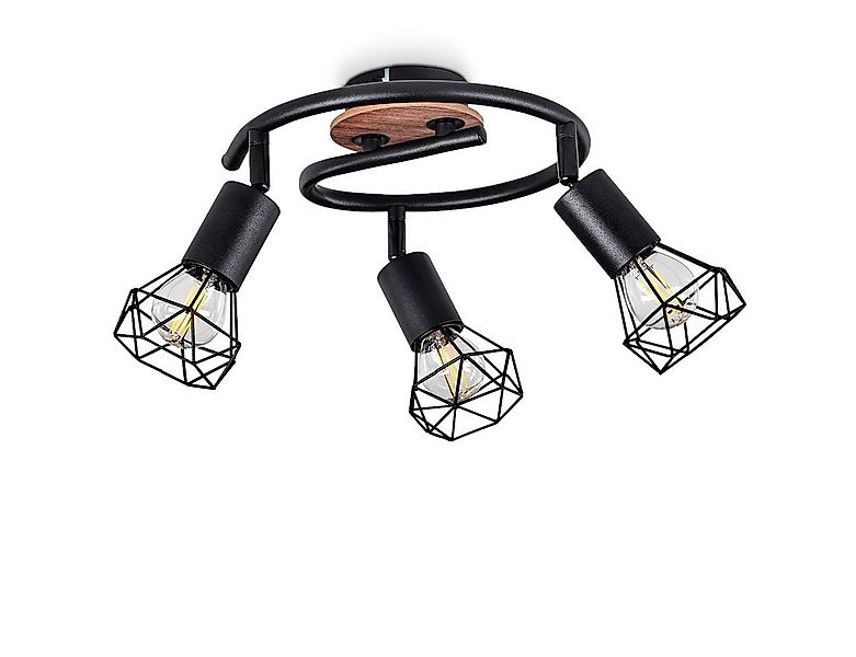 hofstein Deckenleuchte »Borio« 3-flammige runde Deckenlampe aus Metall/Holz günstig online kaufen