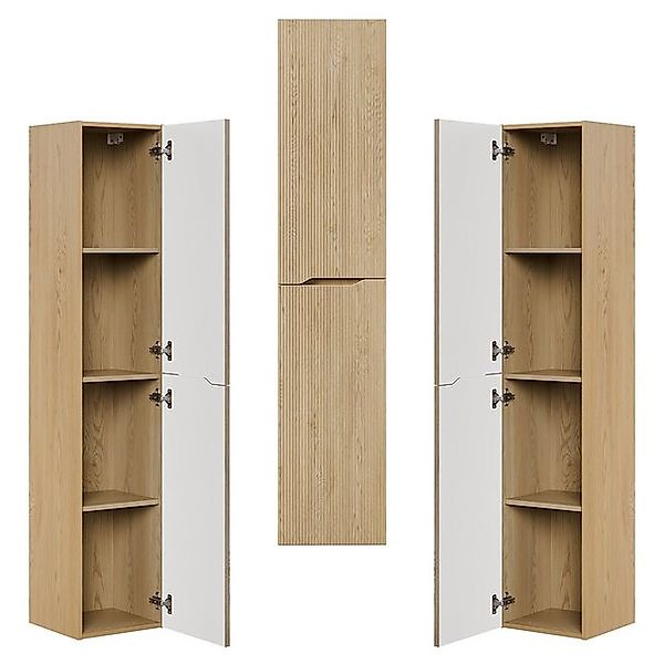 Lomadox Hochschrank NARPIO-56 35 cm breit, 2 Türen, Eiche mit gerillten Fro günstig online kaufen