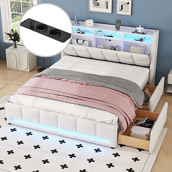 STILVORA Polsterbett Doppelbett 160×200 Stauraumbett mit günstig online kaufen