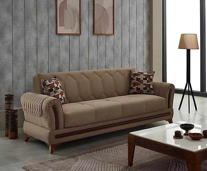 JVmoebel 3-Sitzer Dreisitzer Couch 3 Sitzer Sofa Stoffsofa Polstersofa Brau günstig online kaufen