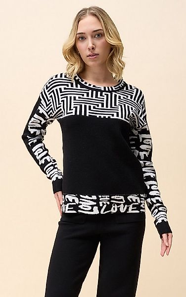 Passioni Strickpullover mit geometrischem Muster und Graffitidesign günstig online kaufen