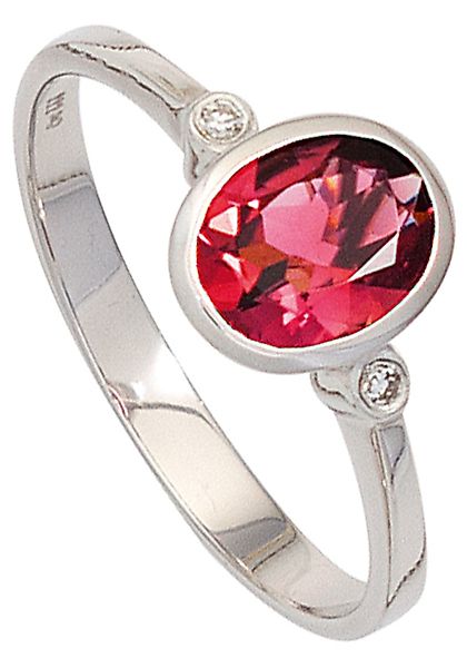 JOBO Fingerring "Ring mit Turmalin und 2 Diamanten", 585 Weißgold günstig online kaufen