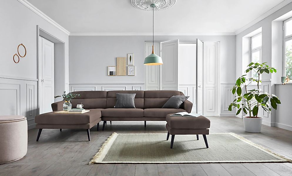 OTTO home Ecksofa "Bille L-Form" mit Naht im Rückenkissen und Beinen aus Ei günstig online kaufen