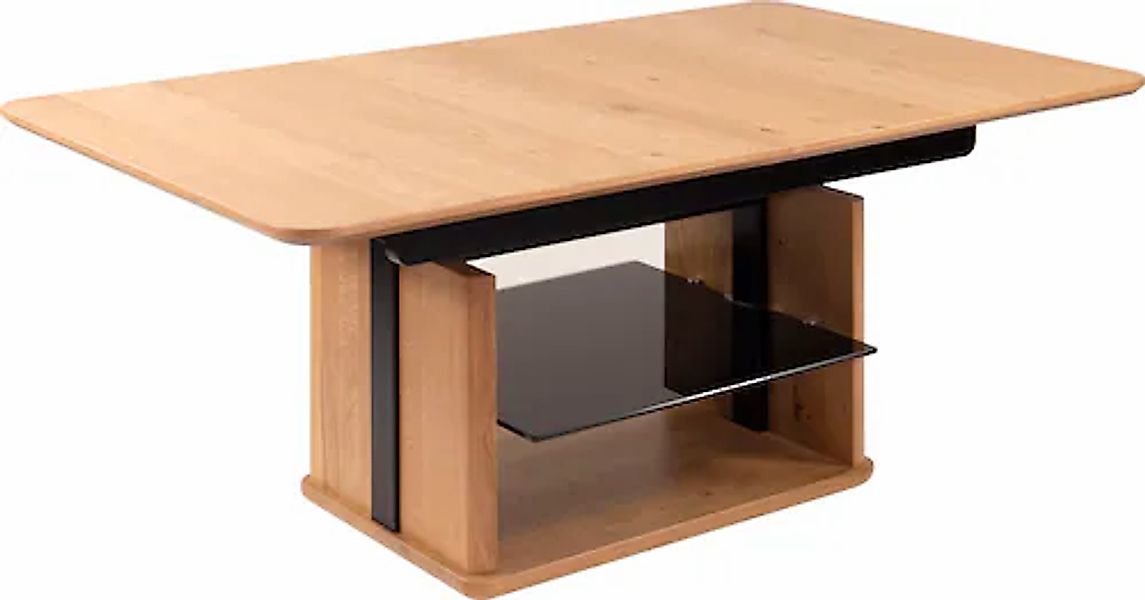 Vierhaus Couchtisch, Platte wildeiche furniert, Ablageboden Glas schwarz günstig online kaufen