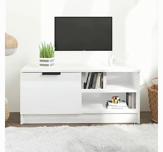 vidaXL TV-Schrank TV-Schrank Hochglanz-Weiß 80x35x36,5 cm Spanplatte Lowboa günstig online kaufen