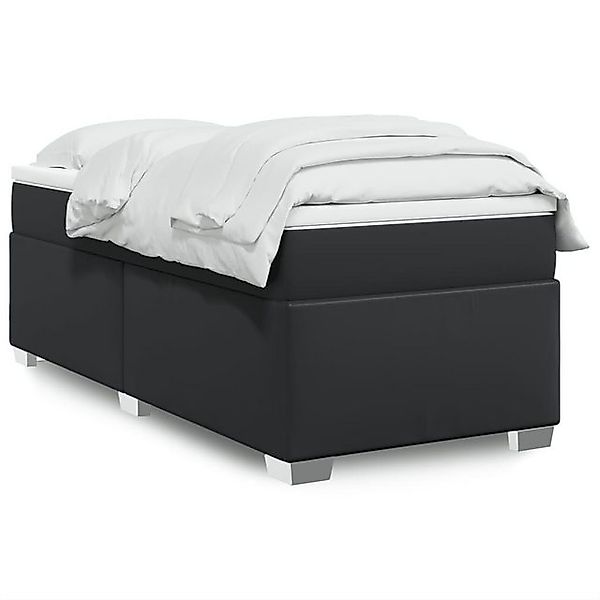 vidaXL Boxspringbett, Boxspringbett mit Matratze Schwarz 90x200 cm Kunstled günstig online kaufen