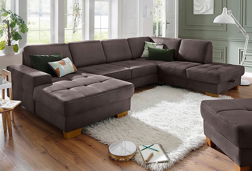 Home affaire Wohnlandschaft "Puccini U-Form" mit Federkern, Sitztiefenverst günstig online kaufen
