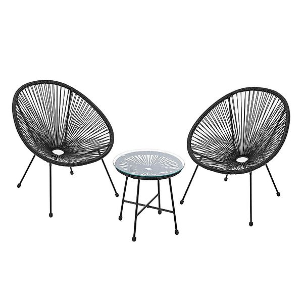 Juskys Balkonmöbel Set Ostana 3 Teilig mit Tisch und 2 Sesseln Schwarz günstig online kaufen