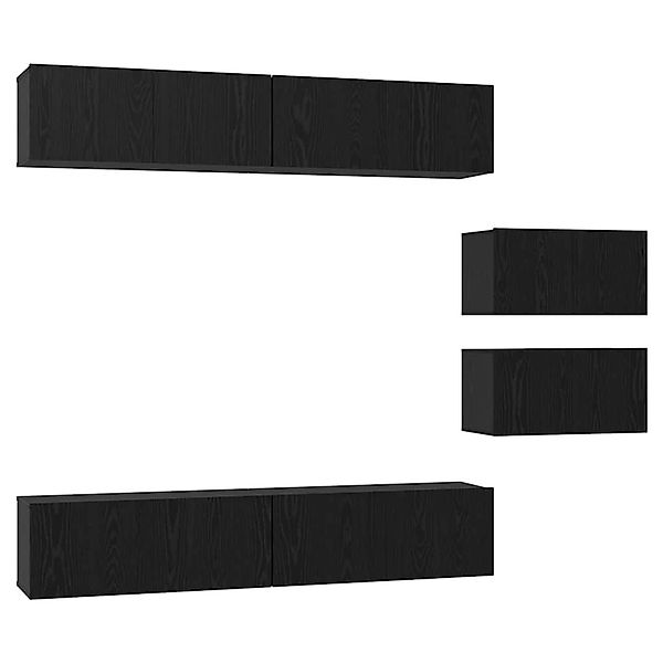 vidaXL TV-Schrank-Set 6-Tlg Schwarz Eichen-Optik 80 x 30 x 30 cm 3393475 günstig online kaufen
