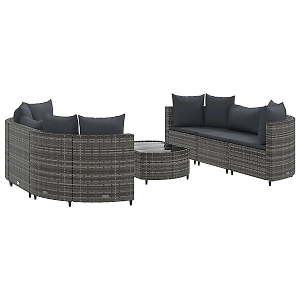 vidaXL 7-tlg Garten-Sofagarnitur mit Kissen Grau Poly Rattan Modell 198 günstig online kaufen