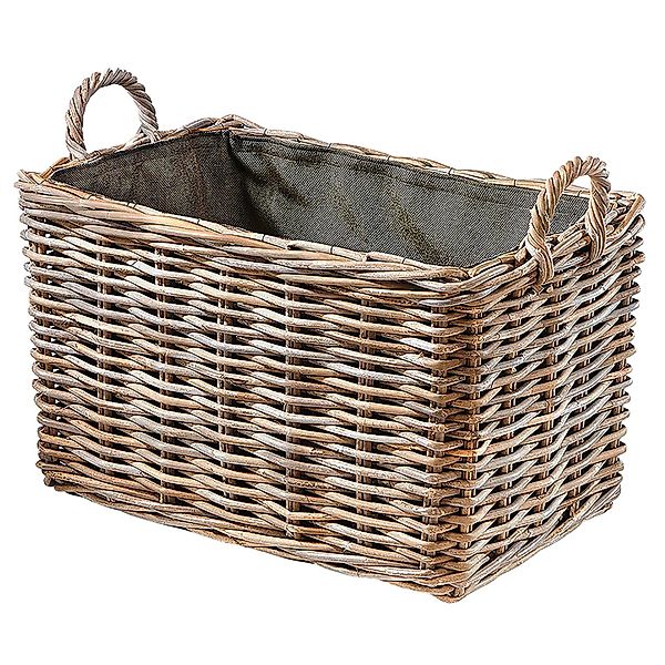 Kobolo Holzkorb für Kaminholz Kaminkorb Kubu grey Rattan Stoff dunkel günstig online kaufen
