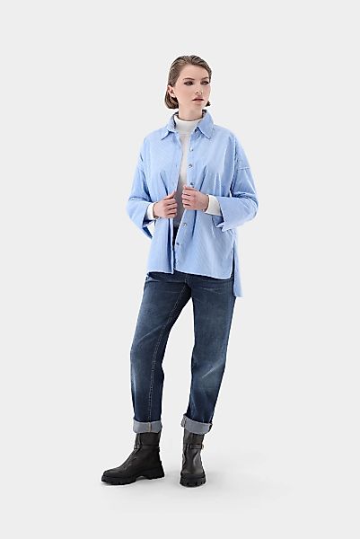 Locker geschnittene Breitcord-Bluse mit Schlitzen günstig online kaufen