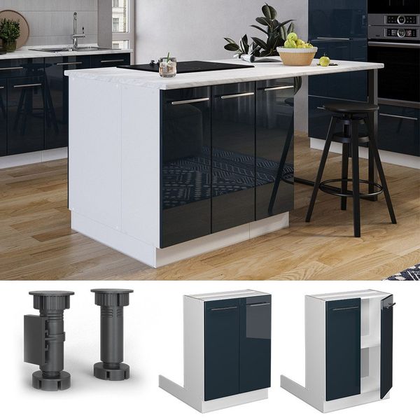 Vicco Unterschrank Fame-Line, Dunkelblau Hochglanz/Weiß, 60 günstig online kaufen