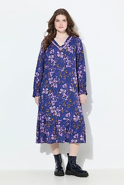 Ulla Popken Jerseykleid Midikleid Blüten A-Linie günstig online kaufen