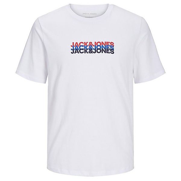 Jack & Jones Rundhalsshirt Große Größe Herren Shirt weiß Logo-Print JJCYBER günstig online kaufen