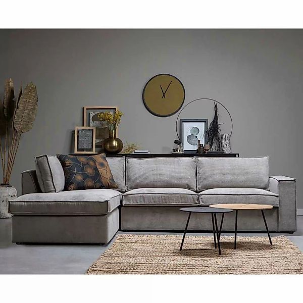 Ecksofa in Grau Grün Cord Webstoff modern günstig online kaufen