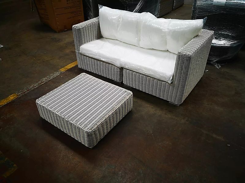 #HBM 1196: Sofa bestehend aus 2 Eckelementen mit Tisch Pamplona 5mm-perlwei günstig online kaufen
