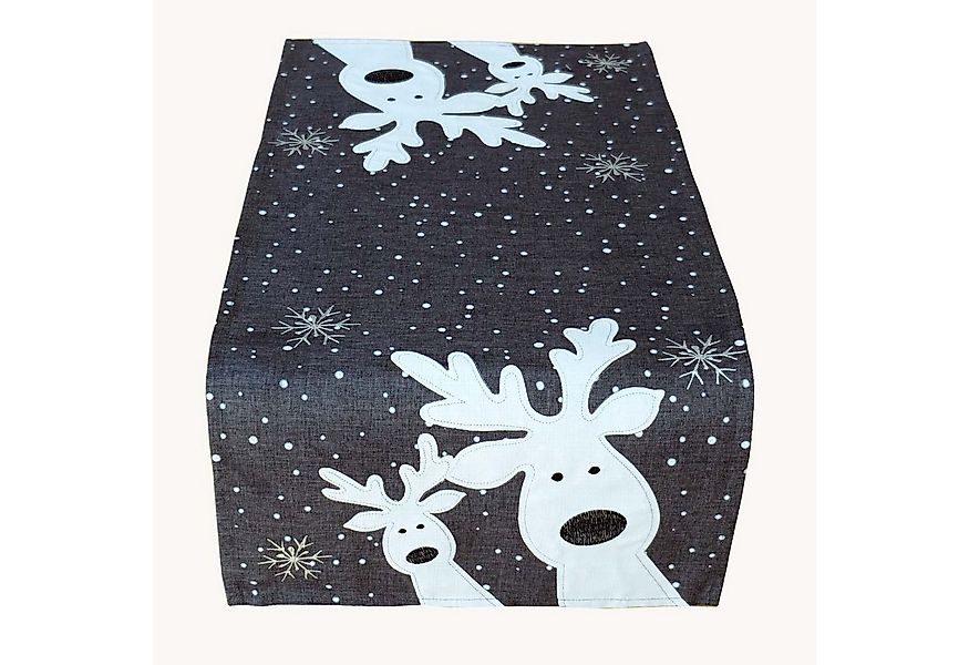 texpot Tischdecke Tischläufer Stickerei lustiger Elch Winter Weihnachten De günstig online kaufen