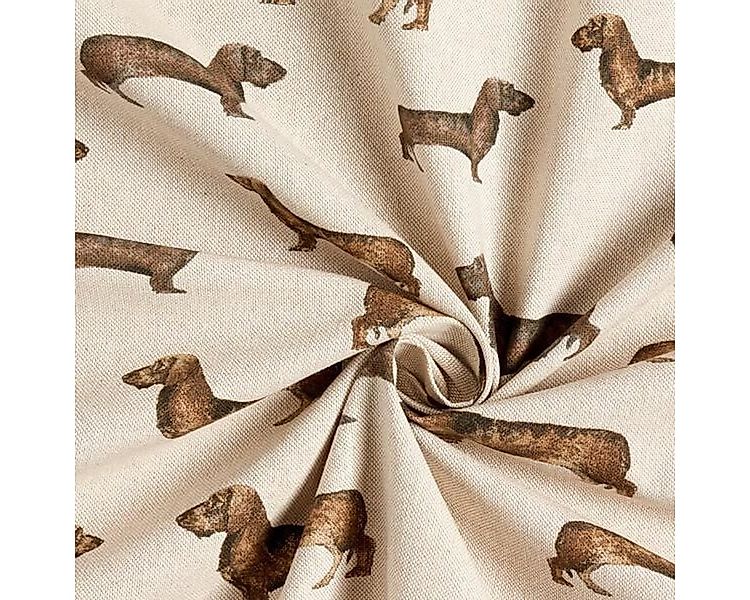 Stofferia Stoff Dekostoff Leinenoptik Dackel Natur, Breite 140 cm, Meterwar günstig online kaufen