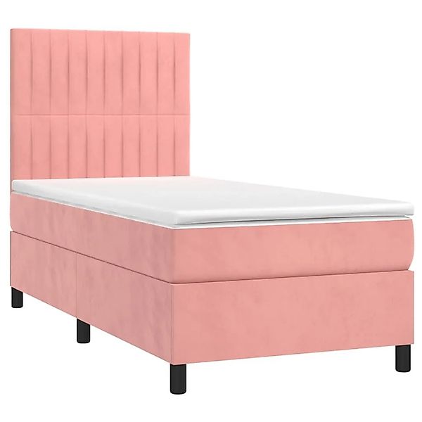 vidaXL Boxspringbett mit Matratze & LED Rosa 90x200 cm Samt 3136226 günstig online kaufen