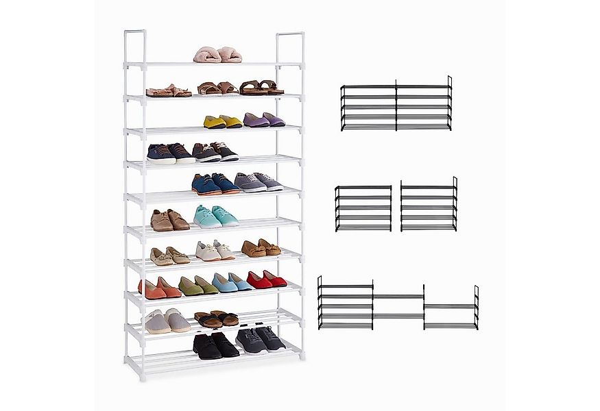 relaxdays Schuhregal XXL Schuhregal erweiterbar, weiß günstig online kaufen