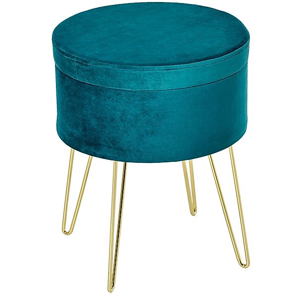 HOMCOM Pouf-Container 2-in-1 mit Hocker- und Tischfunktion, in Holz und Grü günstig online kaufen