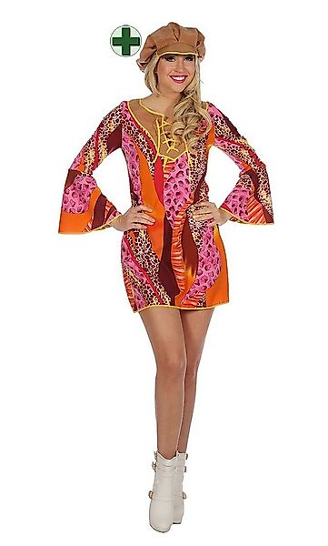 Karneval-Klamotten Kostüm Disco Damen 70er Jahre Discokleid mit Mütze, Retr günstig online kaufen