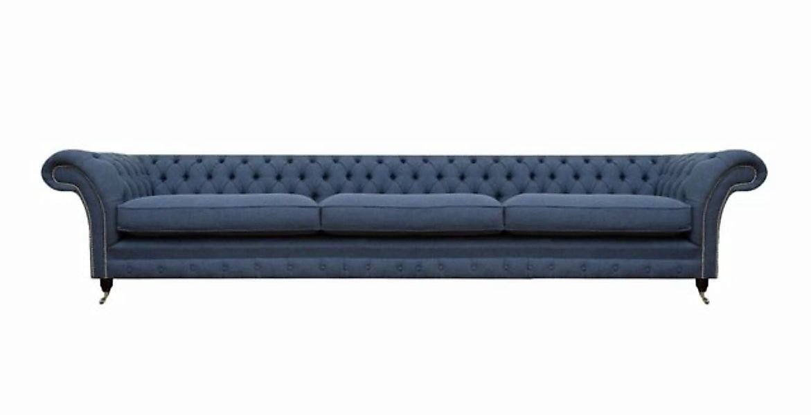 JVmoebel Chesterfield-Sofa Sitz Möbel Sofa Couch Dreisitze Textil Blau Desi günstig online kaufen