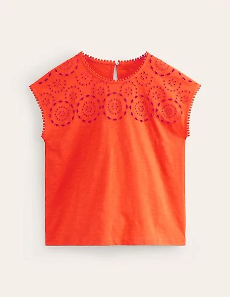 Sasha T-Shirt mit Stickerei Damen Boden, Mandarinenorange günstig online kaufen